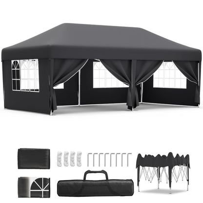 JUMMICO Faltpavillon 3x6m Partyzelt – Grau, 6 Seitenwände