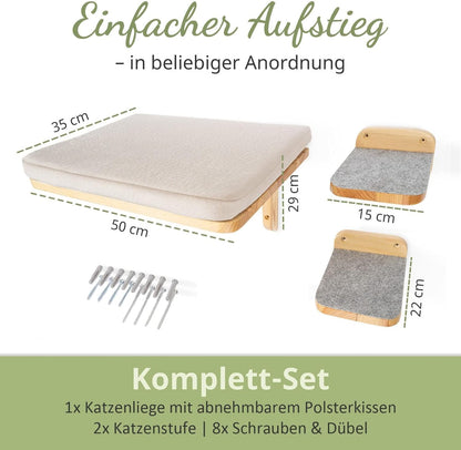 WOOWOOD Kletterwand Set Katzen inkl. 2 Treppen – Stabil