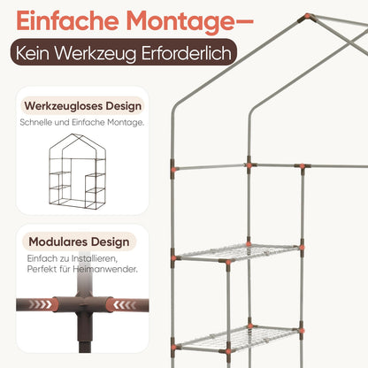 Sekey Foliengewächshaus GH18 200x145x75 cm, 4 Regalböden, weiss