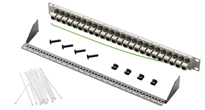 FGB 10Gbps 1U Keystone Patchpanel 24 Anschlüsse Cat7 RJ45 geschirmt