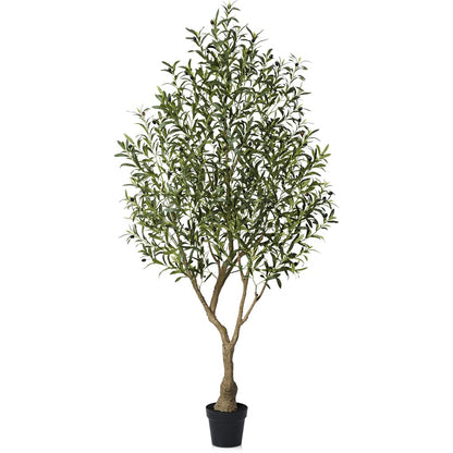 VeriNatural Künstlicher Olivenbaum 210 cm, UV-beständig mit Topf, 1857 Blätter und 87 Oliven