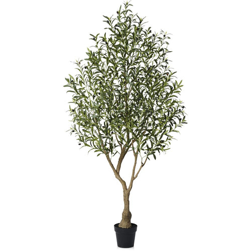 VeriNatural Künstlicher Olivenbaum 210 cm, UV-beständig mit Topf, 1857 Blätter und 87 Oliven