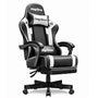 Riftracer Gaming Stuhl ergonomisch mit Fussstütze, schwarz, Stahlrahmen und verstellbarer Rückenlehne