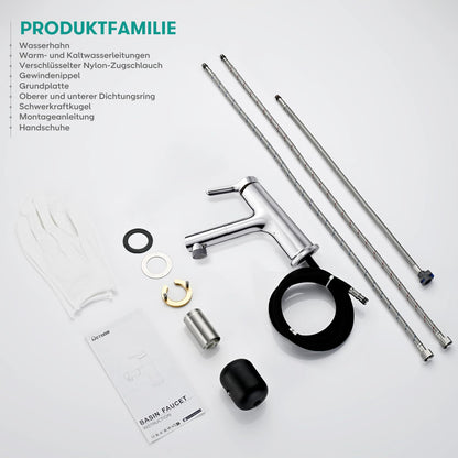 DETBOM Waschtischarmatur ausziehbare Brause Einhebelmischer Chrom