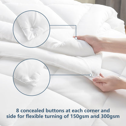 WAVVE Bettdecke 135x200 cm 4 Jahreszeiten, Mikrofaser Steppdecke weiss