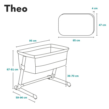 Lionelo Theo 2in1 Babybett Beistellbett Reisebett - Grau