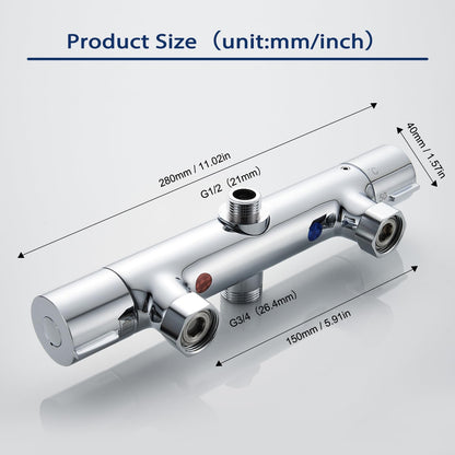 Duschthermostat Aufputz 2 Wege - Messing, 38°C Sicherheitstaste