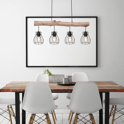 GLOBO Design Pendelleuchte 15326-4N – Holz Balken