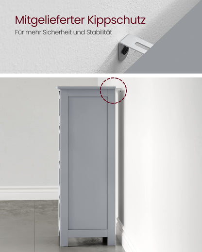 VASAGLE Badezimmerschrank LHC040P36 mit 4 Schubladen, Grau