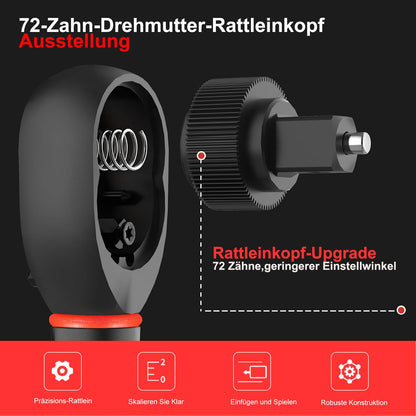 ATsafepro Drehmomentschlüssel Set 1/4 3/8 1/2 Zoll, 3-230 Nm, 72 Zähne