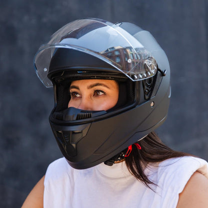 VINZ Kennet Integralhelm mit Sonnenblende, Motorradhelm ECE 22.06