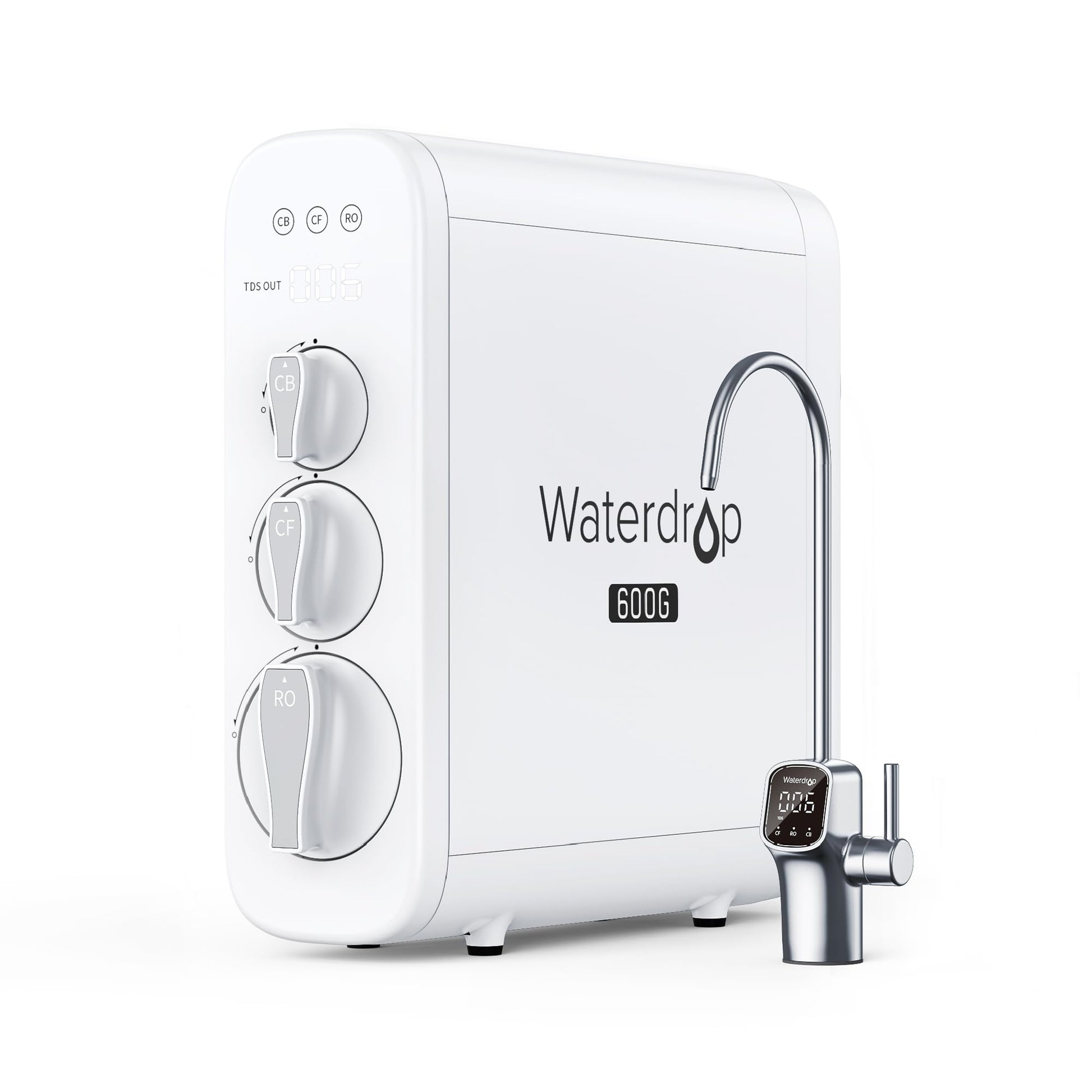 Waterdrop G3P600 Umkehrosmoseanlage - 600 GPD Unterbau. Weißes Kompaktsystem zur effizienten Trinkwasserfiltration unter der Spüle.