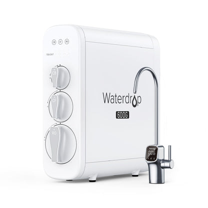 Waterdrop G3P600 Umkehrosmoseanlage - 600 GPD Unterbau. Weißes Kompaktsystem zur effizienten Trinkwasserfiltration unter der Spüle.