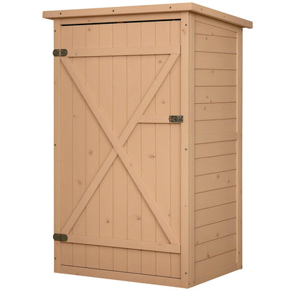 Outsunny Gartenschrank Holz Geräteschuppen 75x56x115cm Natur. Zur wetterfesten Aufbewahrung von Gartengeräten.
