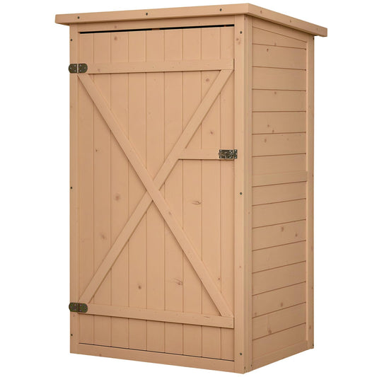 Outsunny Gartenschrank Holz Geräteschuppen 75x56x115cm Natur. Zur wetterfesten Aufbewahrung von Gartengeräten.