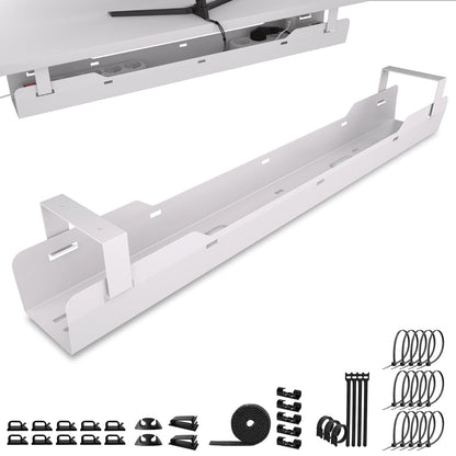Ultimate Setup® Kabelwanne Schreibtisch – Kabelmanagement Weiss. Eine weiße Kabelwanne in U-Form für die strukturierte Kabelführung unter dem Schreibtisch.