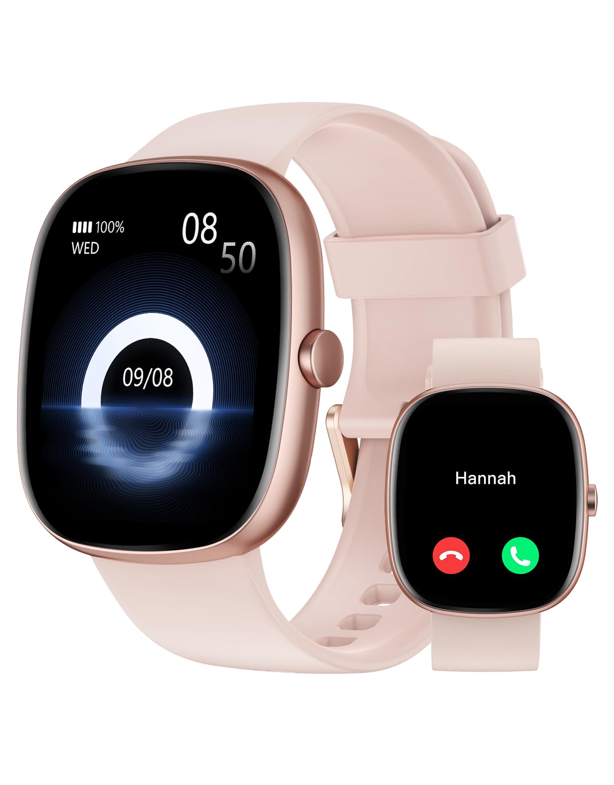 HUAKUA D3 Smartwatch Damen mit Telefonfunktion, 1.85 Zoll, IP68 – Fitnessuhr mit HD-Display und TPE-Silikonarmband