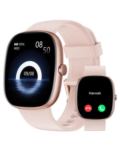 HUAKUA D3 Smartwatch Damen mit Telefonfunktion, 1.85 Zoll, IP68 – Fitnessuhr mit HD-Display und TPE-Silikonarmband