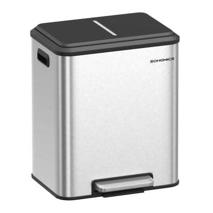 SONGMICS Mülleimer Küche 2 x 15 L Mülltrennsystem, Softclose-Deckel