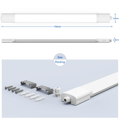 ANTENLICHT LED Feuchtraumleuchte 120 cm 36 W IP65, 2er-Set, Weiss
