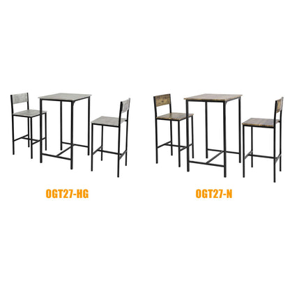 SoBuy OGT27-HG Bartisch Set mit 2 Stühlen Grau – 60x97x60 cm