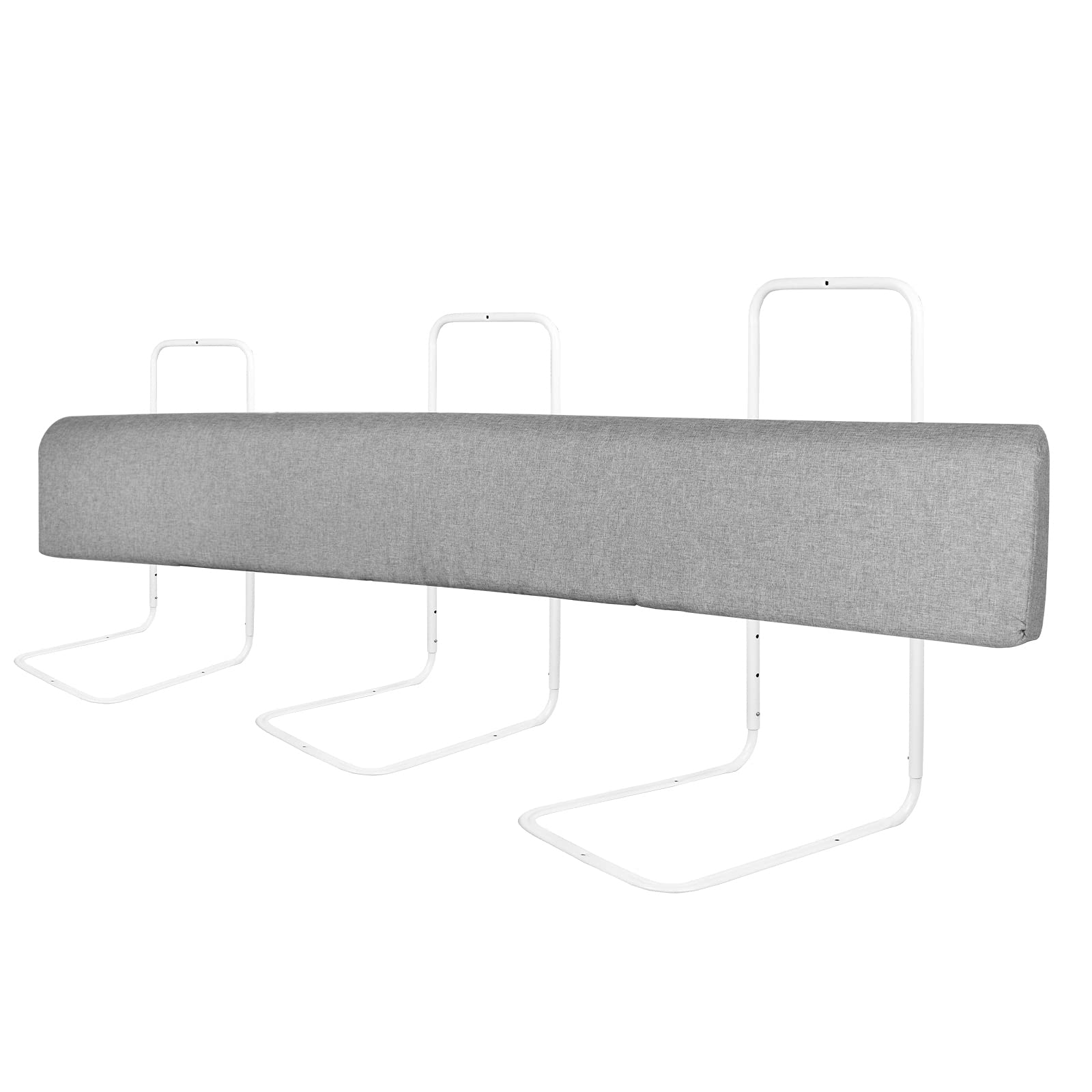 LZQ Bettgitter Rausfallschutz höhenverstellbar 180 cm grau, flexibel formbar mit Stahlrahmen