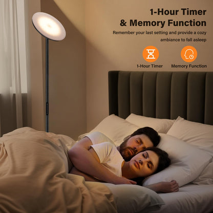 PreeOtti LED Deckenfluter Wohnzimmer Dimmbar mit Fernbedienung - Schwarz