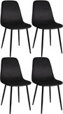 CLP Esszimmerstühle Napier: 4 schwarze Samtstühle mit Metallgestell, die Sitzgelegenheiten für Essbereiche bieten.