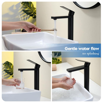 Decaura Waschtischarmatur Hoch Schwarz Matt - 250mm