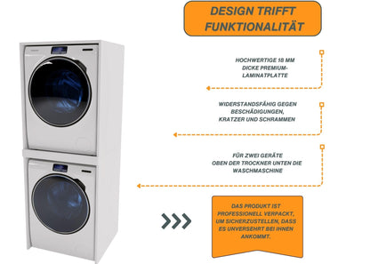 CraftPAK Waschmaschinenschrank Waschturm - Weiss B66 H180 T65 cm