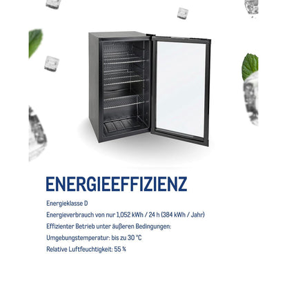 METRO Professional Mini-Kühlschrank GPC1088, 88 L, Glastür, schwarz