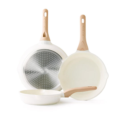 Kordisen Antihaft Keramikpfannen Set Induktion 3-teilig 20/24/28 cm: Runde Keramikpfannen zum Kochen und Braten auf Induktionskochfeldern.