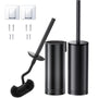 HAMITOR Klobürste Set Edelstahl, WC-Bürste mit Halter, 2 Stück Schwarz, S-förmiger Bürstenkopf und geschlossener Halter