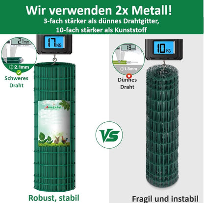 Amagabeli PVC-Gartenzaun grün - 1x25m, Masche 100x50mm