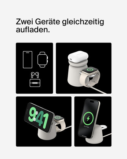 Belkin BoostCharge Pro Qi2 2-in-1 Ladestation 15W – Sandfarben
