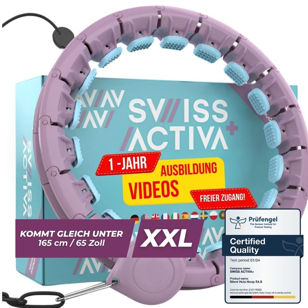 Swiss Activa+ S2 Smart Hula Hoop XXL mit Gewichtskugel bis 165 cm