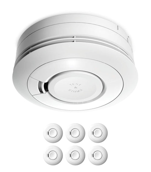 Ei Electronics Ei650 Rauchwarnmelder, 6er Set mit 10-Jahres-Batterie – runde Melder in Weiss