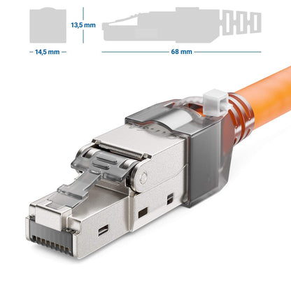 deleyCON CAT 6a RJ45 Netzwerkstecker LSA - Geschirmt, Starrkabel, 24 Stk.