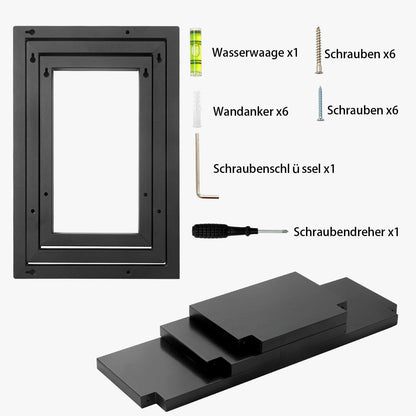 hi-home Schweberegal 3er-Set Wandregal Holz Schwarz