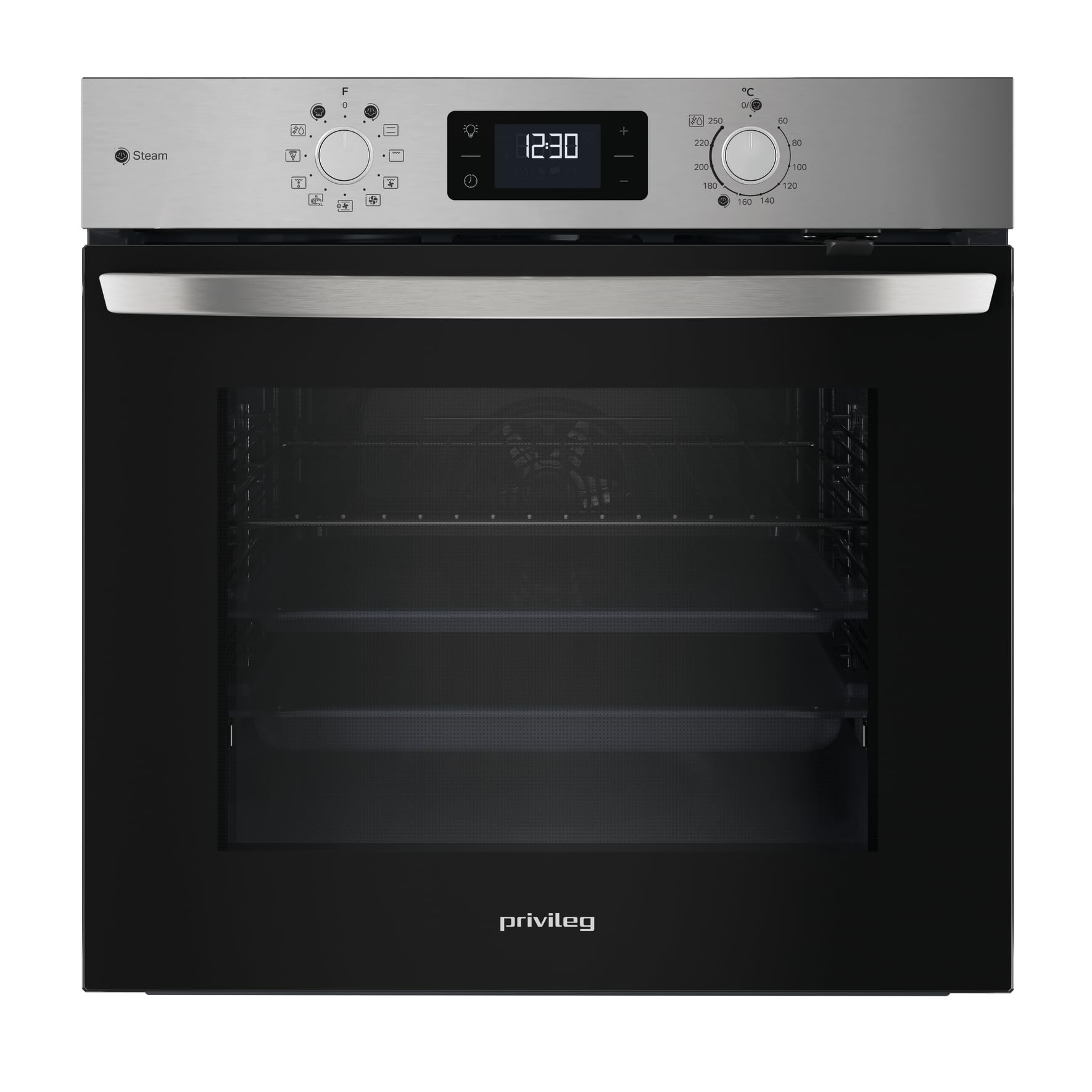 Privileg PBA2S85HU1I Einbau-Backofen mit Heissluft, 71 l, Schwarzglas