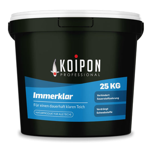 KOIPON Immerklar Teichwasseraufbereiter gegen Algen - 25 kg. Weißer Sack zur Teichwasserklärung und Algenbekämpfung.