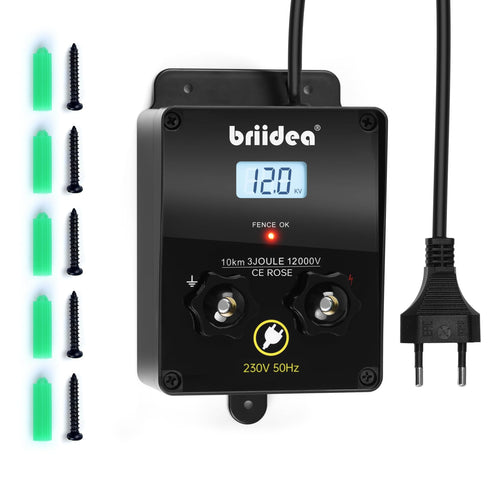 Briidea 12000V 3J Weidezaungerät – 230V LCD-Anzeige