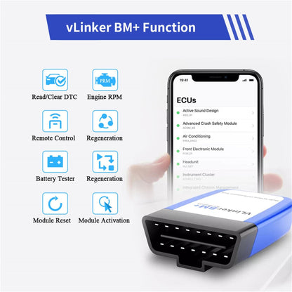 vLinker BM+ OBD2 Bluetooth Diagnose Scan Tool für iOS, Android