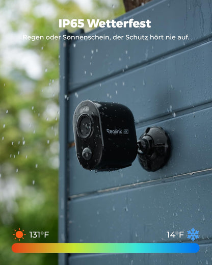 Reolink Argus 3 Ultra 4K Überwachungskamera Aussen mit Akku, Schwarz