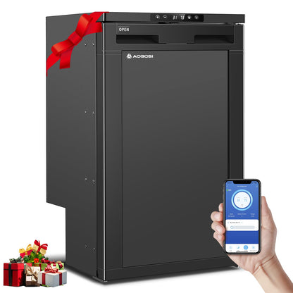 AAOBOSI Kompressor Kühlbox 83L mit App-Steuerung, 12/24V, -20°C mit Wendetür und LED-Innenbeleuchtung