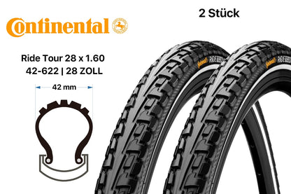 Continental Ride Tour Veloreifen 28 Zoll 42-622 Reflex, 2 Stück