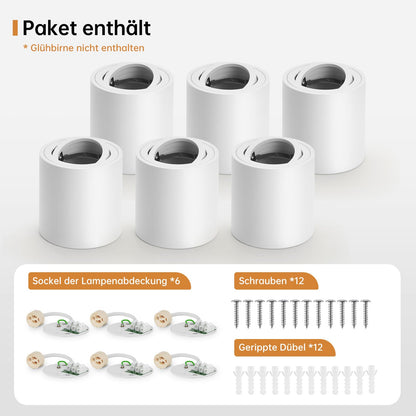 wowatt Aufbauspot GU10 schwenkbar rund 6er-Set Weiss