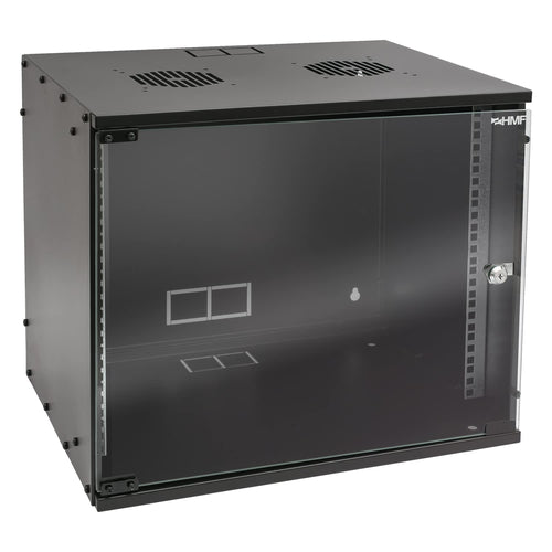 HMF 65709-02 Netzwerkschrank 19 Zoll - 9 HE 400mm Glastür Schwarz