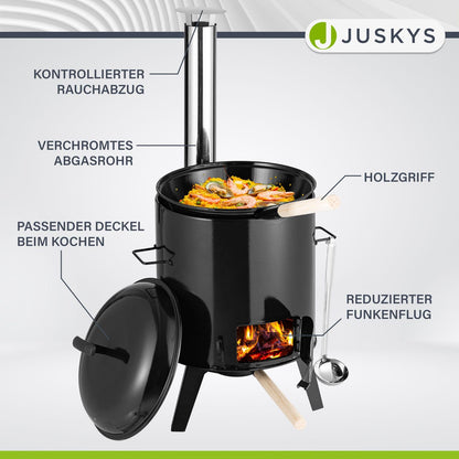 Juskys Gulaschkanone Gulaschkessel – 17L mit Kessel & Pfanne