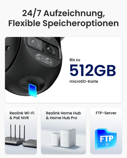 Reolink TrackMix WiFi 4K PTZ Überwachungskamera aussen, Grau
